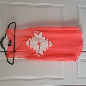 God Save LA sheer tank dress in neon pink with sequins size S